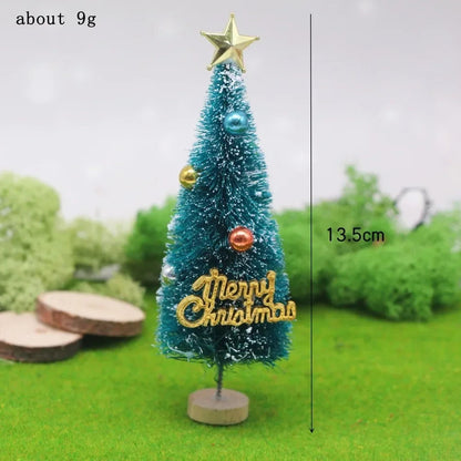 Mini Christmas Tree on Sisal Base - Decorated Cedar and Pine with Beads and Star - Table Decoration & Figurine 4.5–13 cm