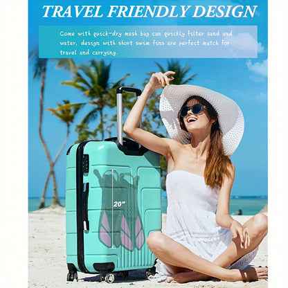 Snorkel and Swim Fins with Adjustable Straps, Open Heel & Compact Design - Ideal for Travel and Water Sports