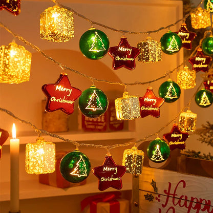 Christmas String Lights | 1 m / 3 m | 10 / 20 LEDs | Santa, Snowman & Candy Cane Design | Warm White & Battery Powered