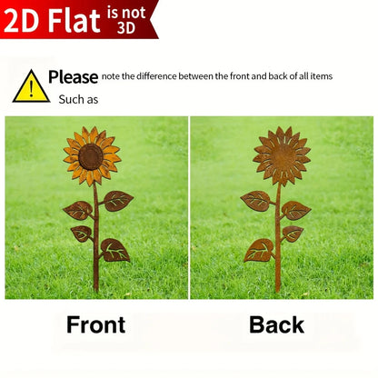 Garden Stake Sunflower | Metal | Rustic Design | 3D Flower for Outdoor Décor