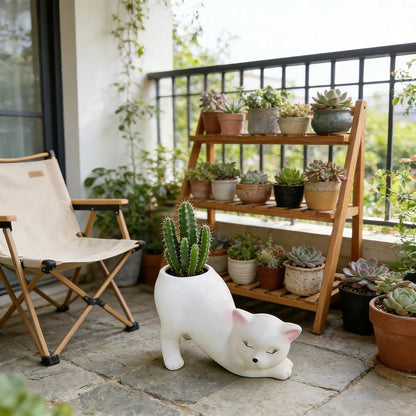 Cartoon Cat Tail Planter | Creative Plant Decoration for Succulents & Cacti at Home, Garden & Balcony
