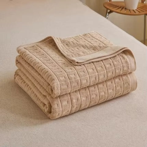 Cotton Waffle Summer Blanket – Lightweight Bedspread and Throw