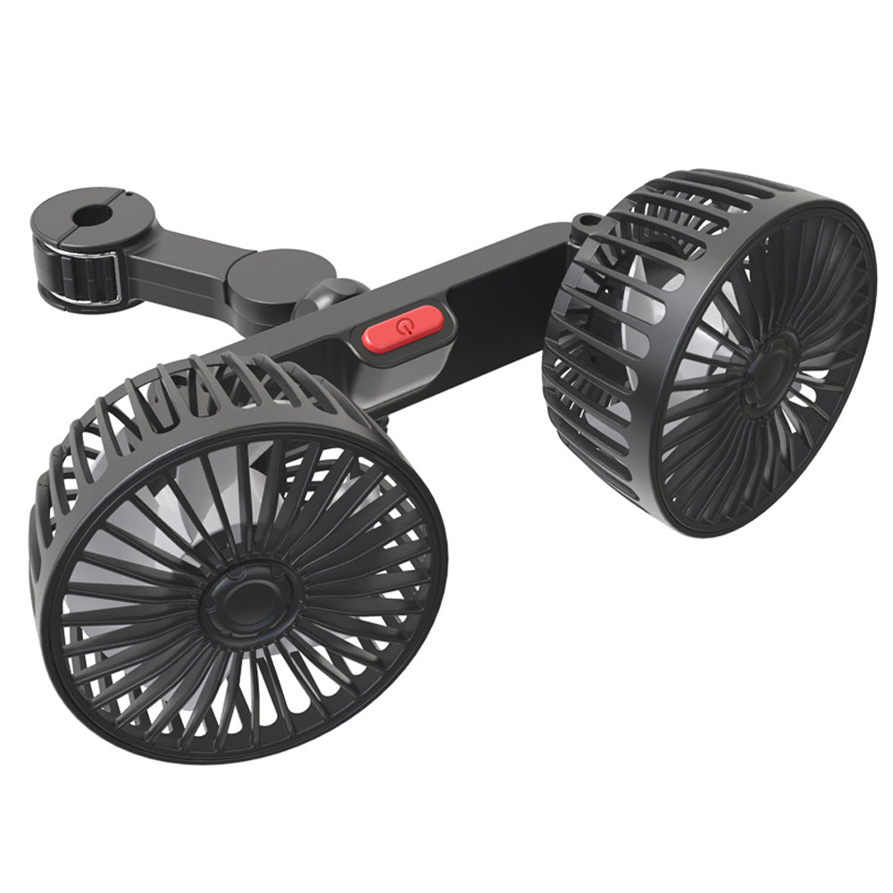 Compact Dual-Head Car Fan - 360° Rotating Air Conditioner with Strong Wind