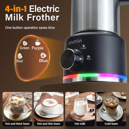 Versatile Electric Milk Frother | 4-in-1 500ml Stainless Steel