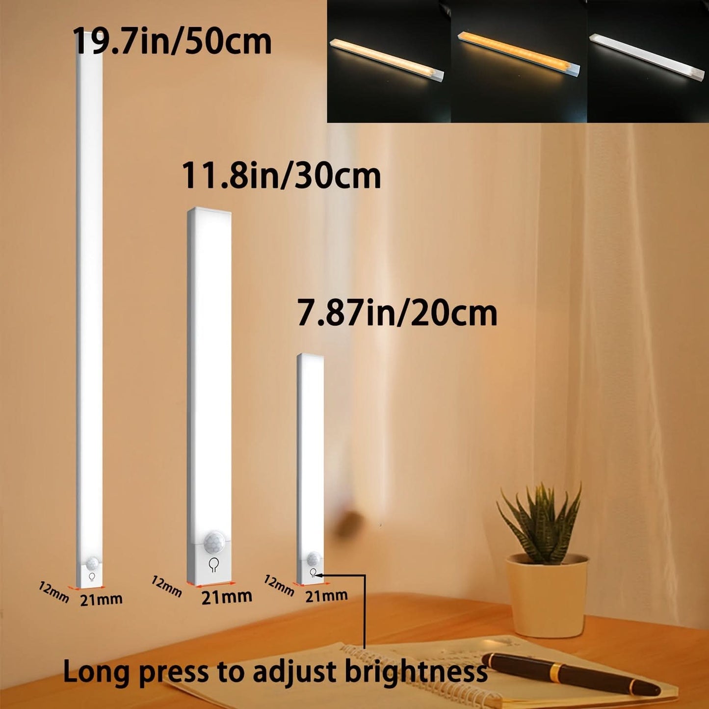 Smart LED Night Light with Motion Sensor, USB Rechargeable and Dimmable