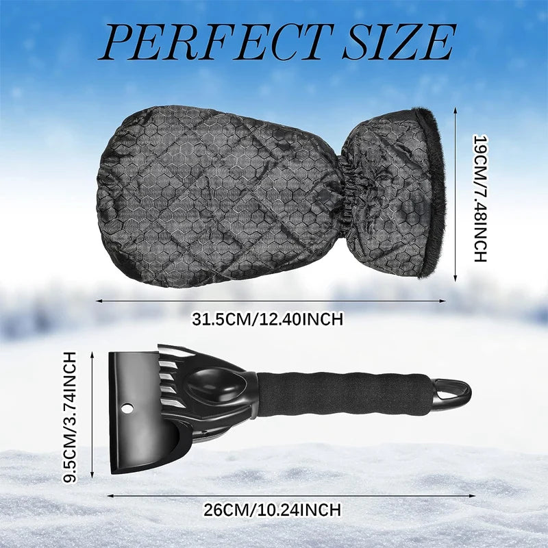 Ice Scraper with Glove | Insulated & Waterproof | Scratch-Resistant | Car & Windshield Snow Shovel