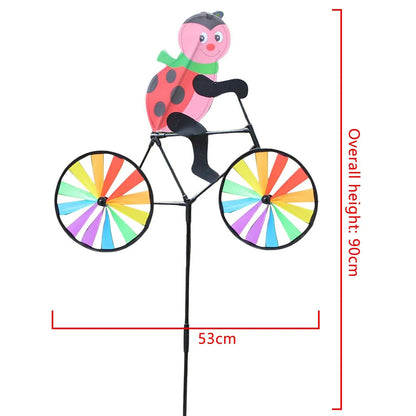 3D Animal Garden Kite on Bicycle | Rotating Outdoor Decoration | 90x53cm | Weatherproof Plastic