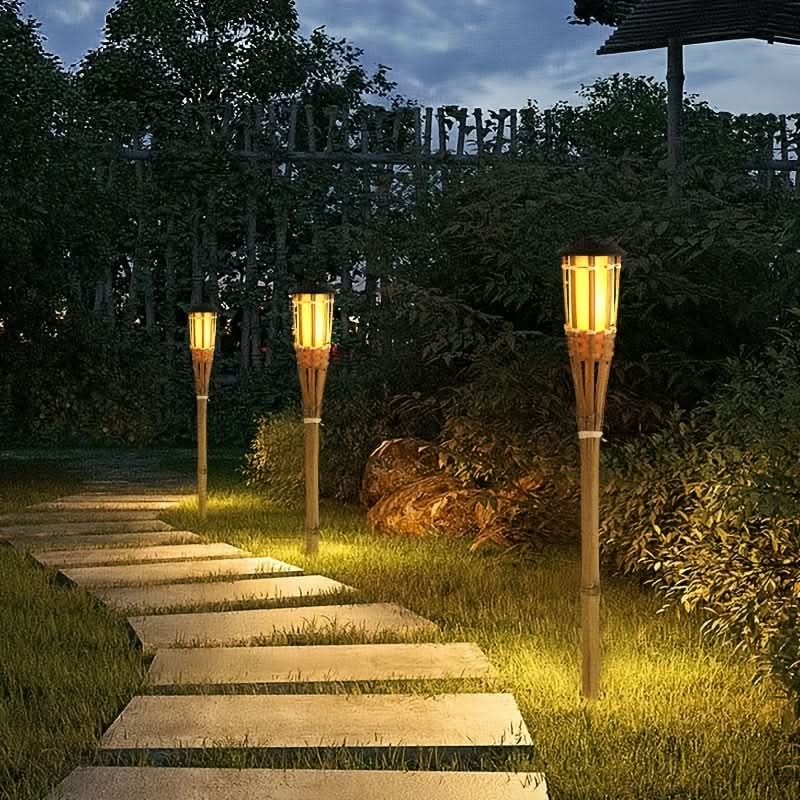 Solar Bamboo LED Flame Lights for Cozy Outdoor Atmosphere and Garden Decoration
