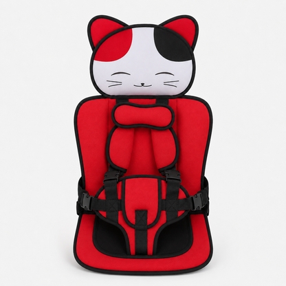 Adjustable Straps Kids Seat Cushion Featuring a Cute Cat Design