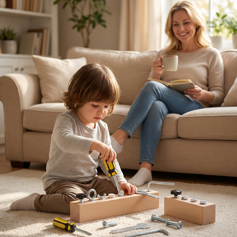 Wooden Montessori Toy Set – Board with Screws and Screwdriver for Fine Motor Skills Development - 50% Off!