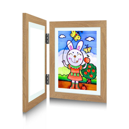 Creative Kids Art Display Frame | Flip-Open Design, Holds 150 Pieces | A4 Size Compatible | MDF & Tempered Glass