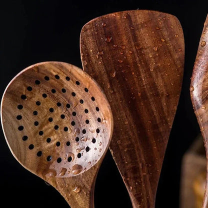 Elegant 8-Piece Acacia Wood Kitchen Utensil Collection