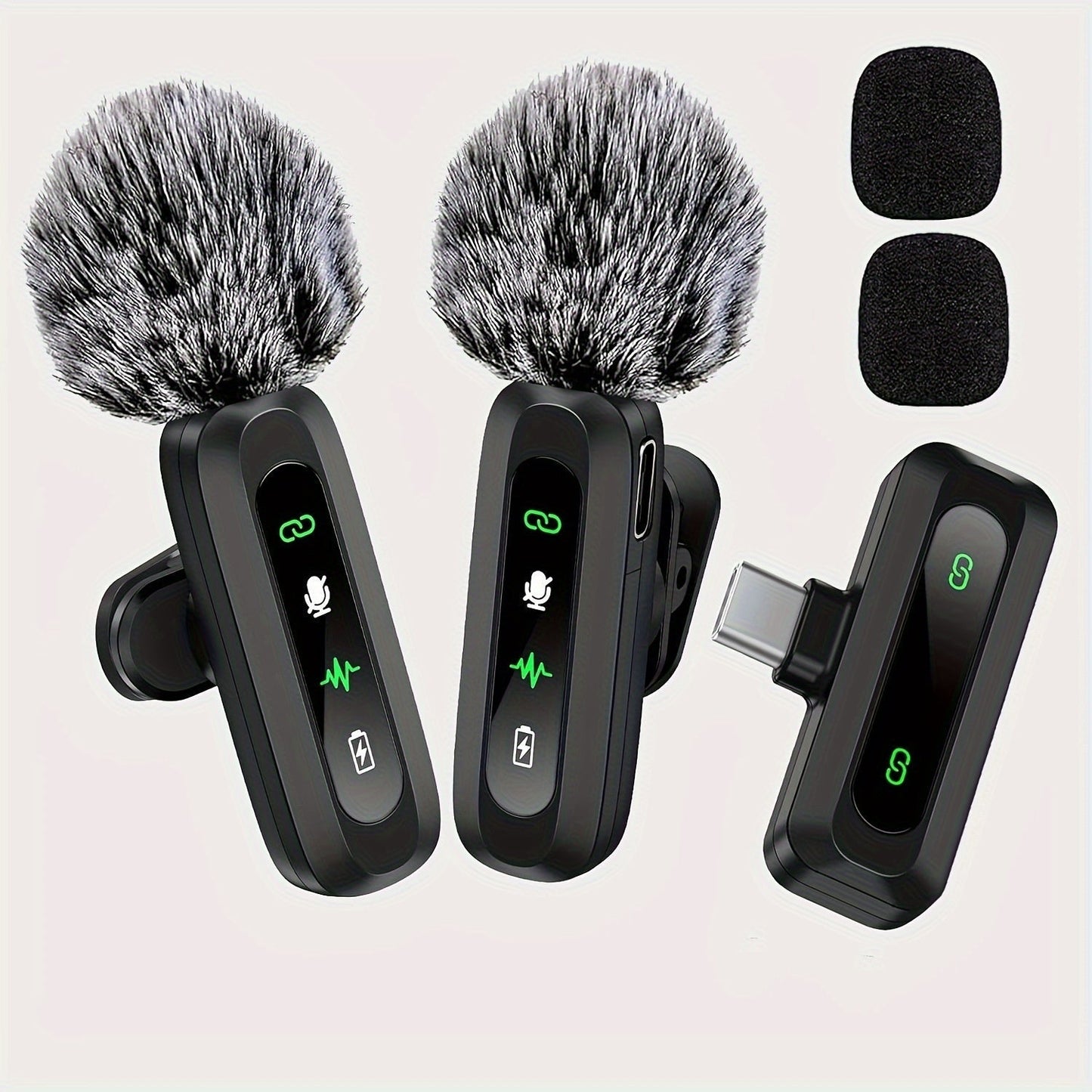 Wireless Clip Microphone with USB-C for Smartphone and Tablet