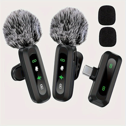 Wireless Clip Microphone with USB-C for Smartphone and Tablet