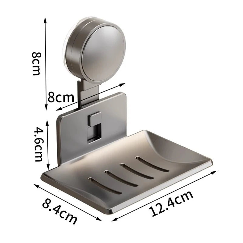 Soap Holder with Suction Cup | Drill-Free | Wall Mount 12.6 x 12.4 x 8.4 cm