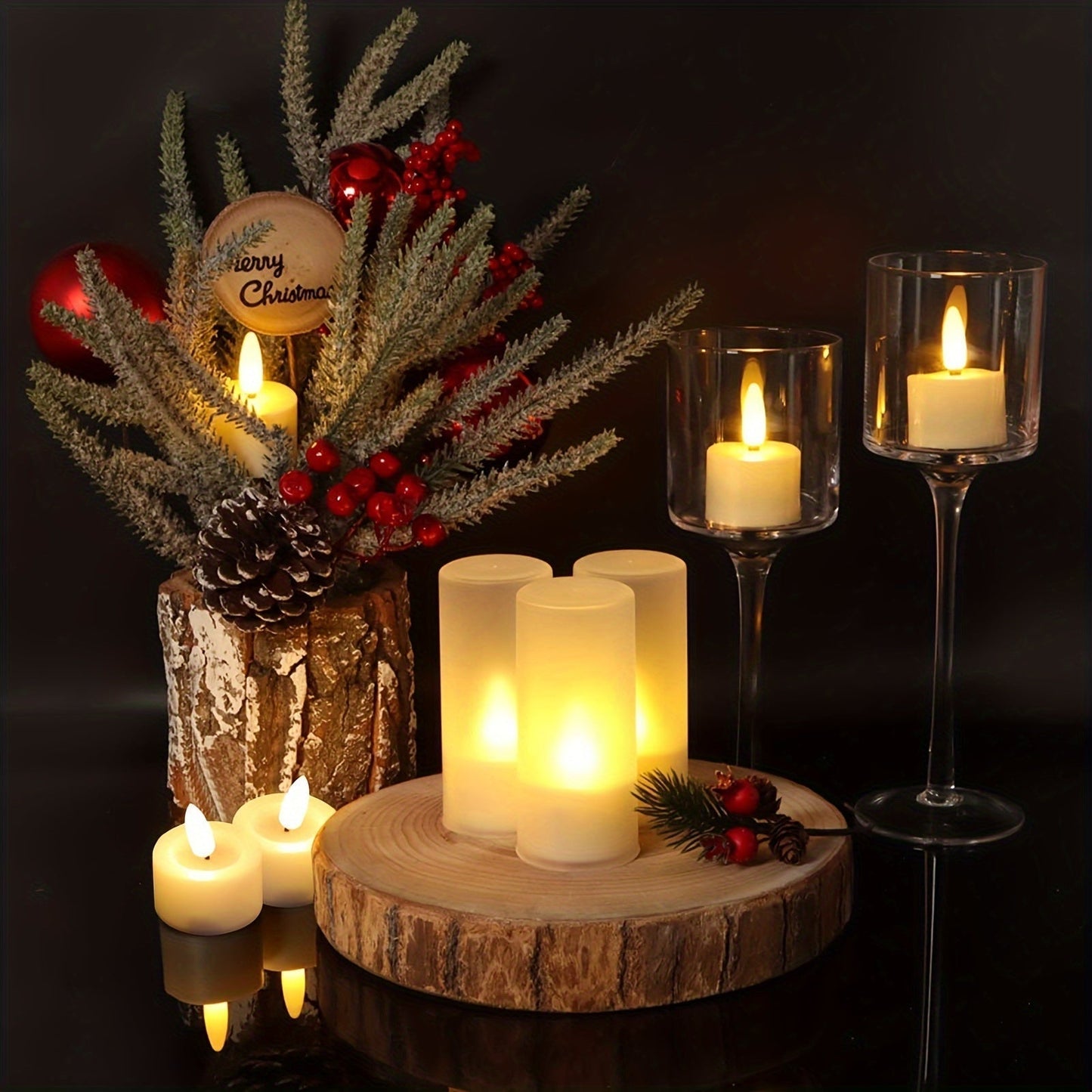 Set of 6 Flameless Candles with Remote Control - Flickering for Cozy Evenings