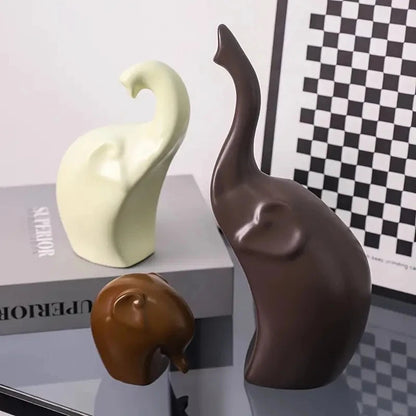 Nordic Design Elephant Family Decoration Set | Trio of Sculptures | Resin Figures for Home Decor & Gift Option