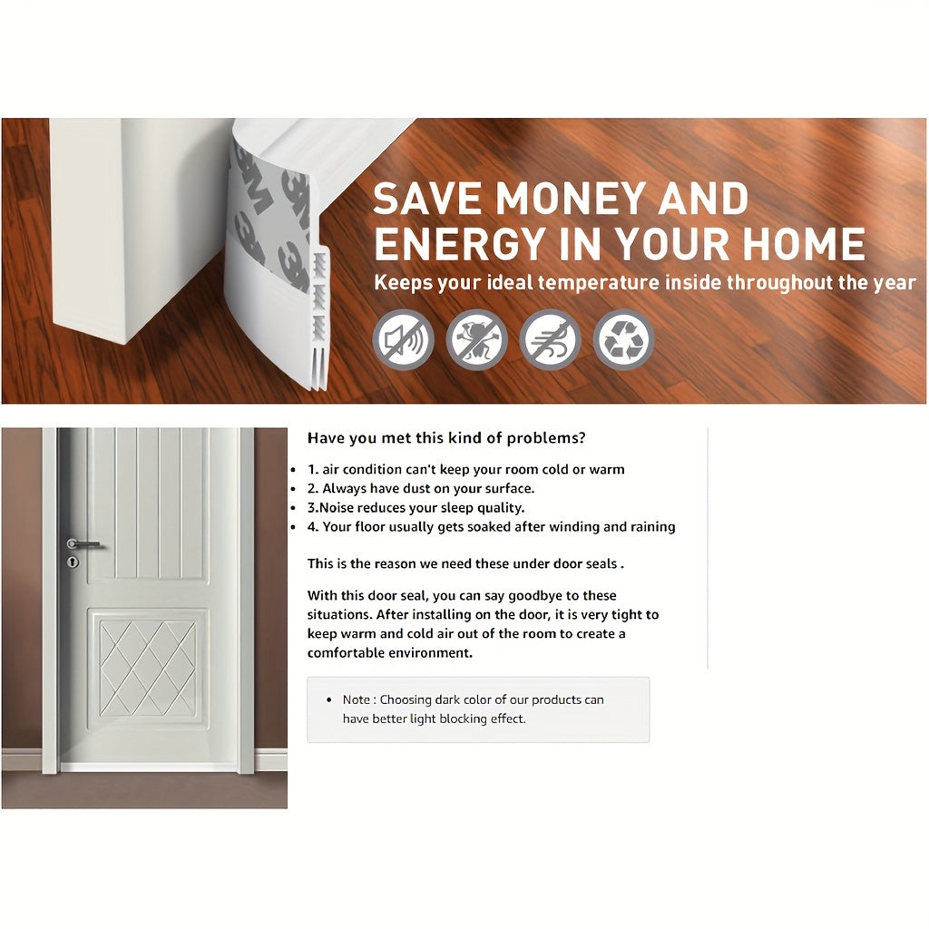 Door Draft Stopper Seal - Silicone Door Scratch Guard with Durable Adhesive and Sound Insulation