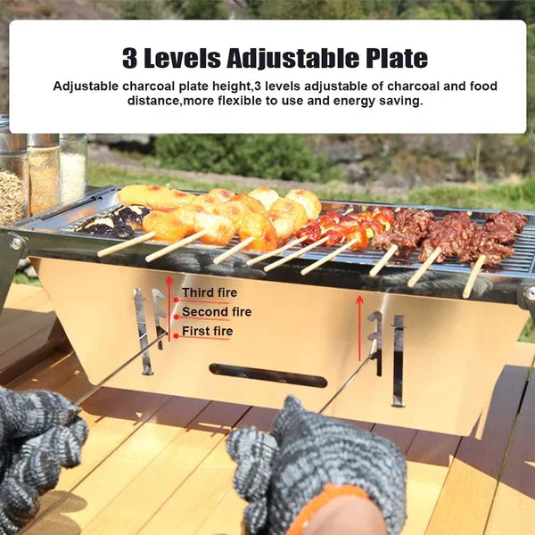 FlexiGrill – Adjustable Portable BBQ Grill with Carry Bag