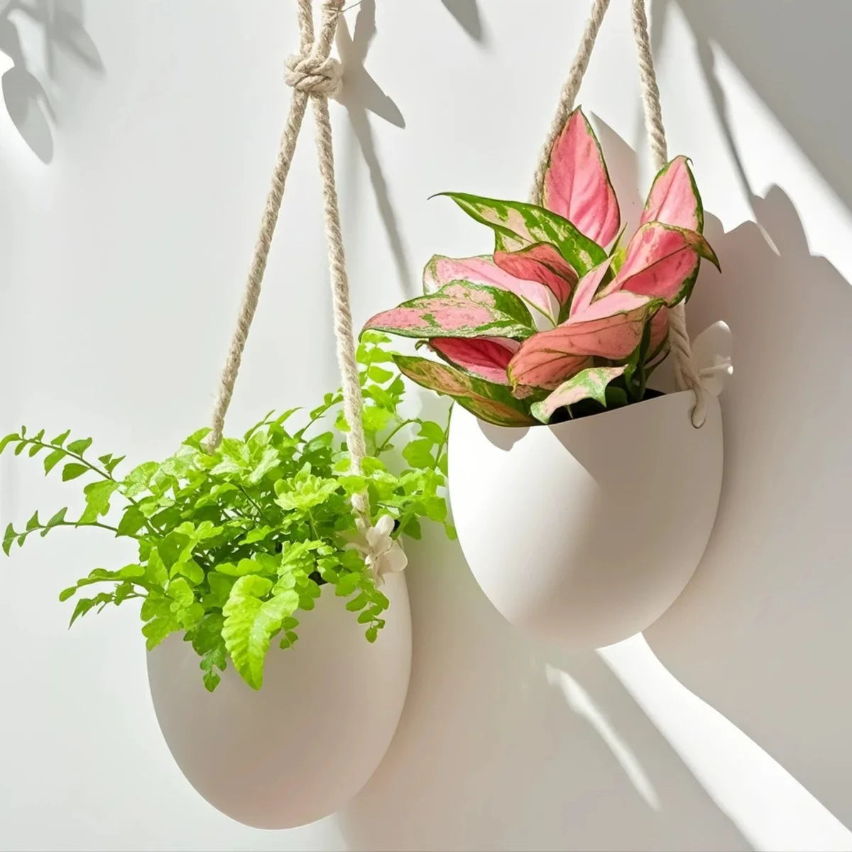 Hanging Vase Wall Planter | White Ceramic Finish | 11 cm | Modern Decor for Plants & Succulents
