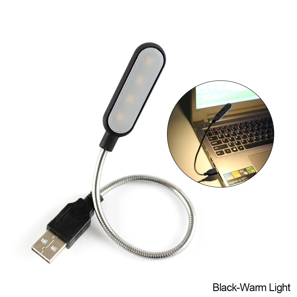 Rechargeable LED Reading Lamp with USB – Flexible Gooseneck, Warm & Cool White, Compatible with Laptop, PC & Power Bank