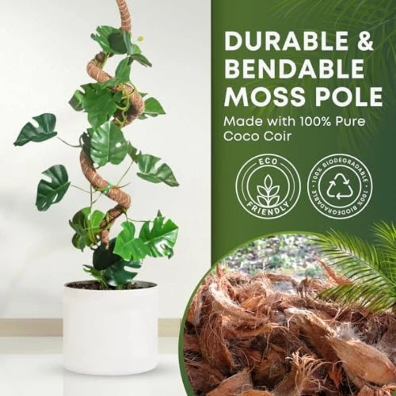 Large Coconut Plant Support Stake | Flexible Coco Fiber Support | Ideal for Monstera & Climbing Plants