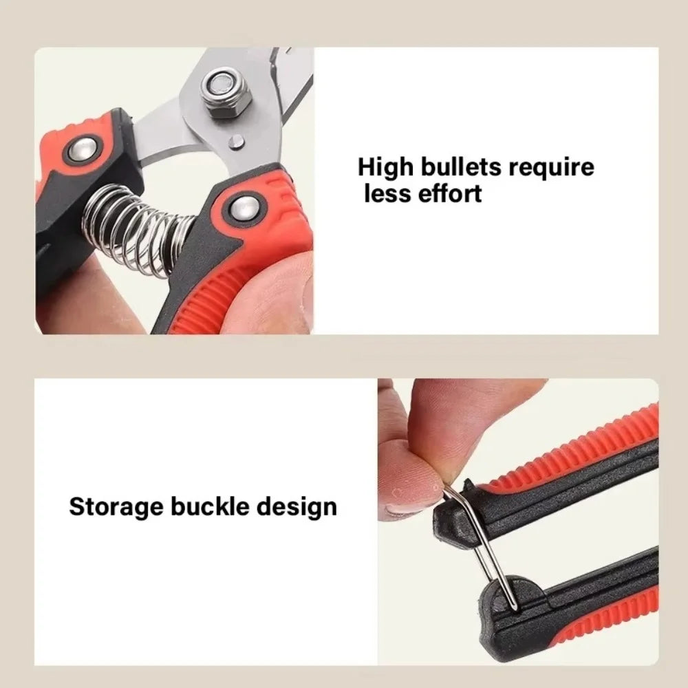Stainless Steel Garden Shears with U-Spring | Non-Stick Blades | Ergonomic Grip | Perfect for Fruit Trees & Roses
