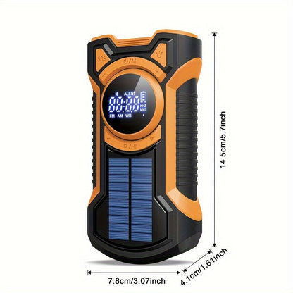 Emergency Radio with Solar & Hand Crank | 5000mAh Power Bank | LED Light & SOS Alert
