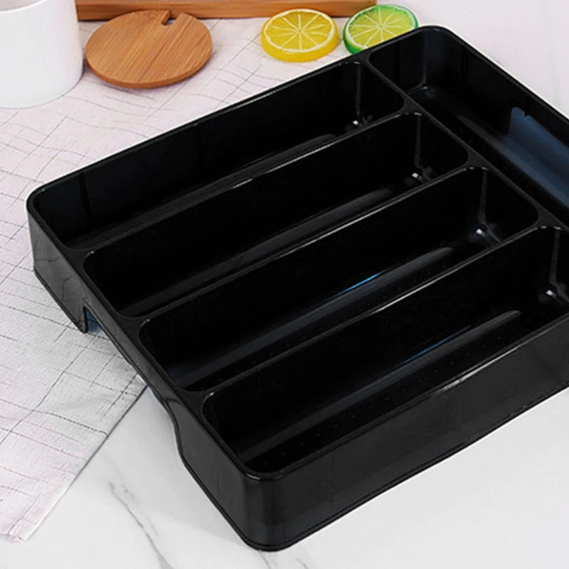 Cutlery Drawer Organizer | Plastic Material | Dimensions 27x17.6x3.5 cm | Available in Black or White