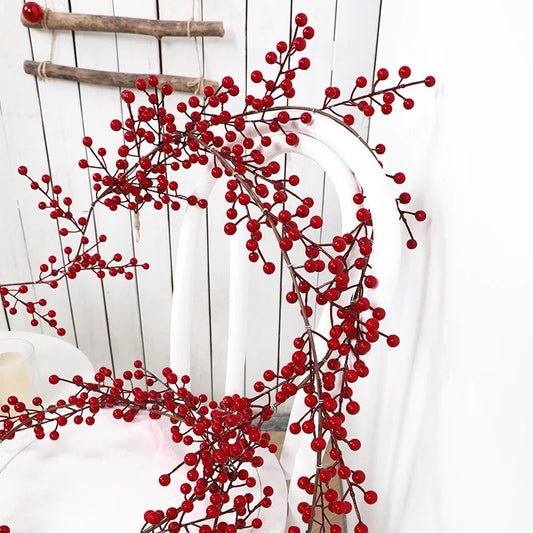Artificial Berry Garland for Stylish Winter & Christmas Decor - Red Berries