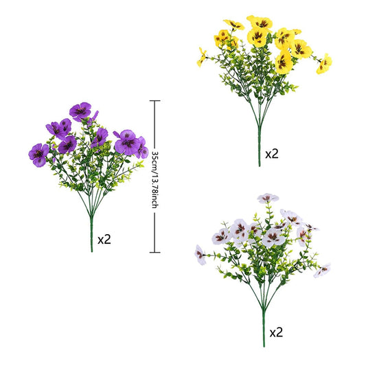 Artificial Pansy Flower Bouquet | Weather-Resistant Spring Garden Decor | Polyester Material
