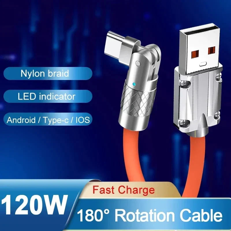 Quick Charge Cable with 180° Rotating Connector