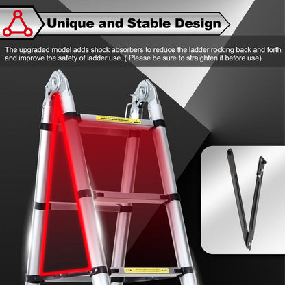 Folding Telescopic Ladder 5M with Wheels and Triangle Stabilizer