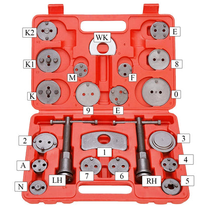 Universal Brake Caliper Reset Tool Set - 22 Pieces