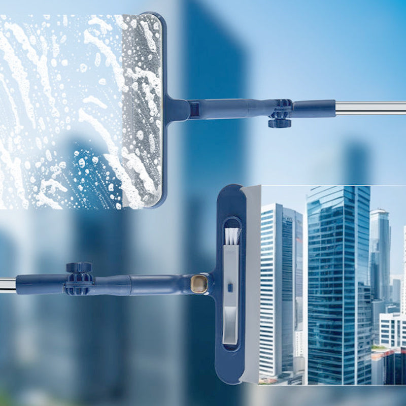 Extendable Window Cleaner with Dual-Sided Sponge & Squeegee