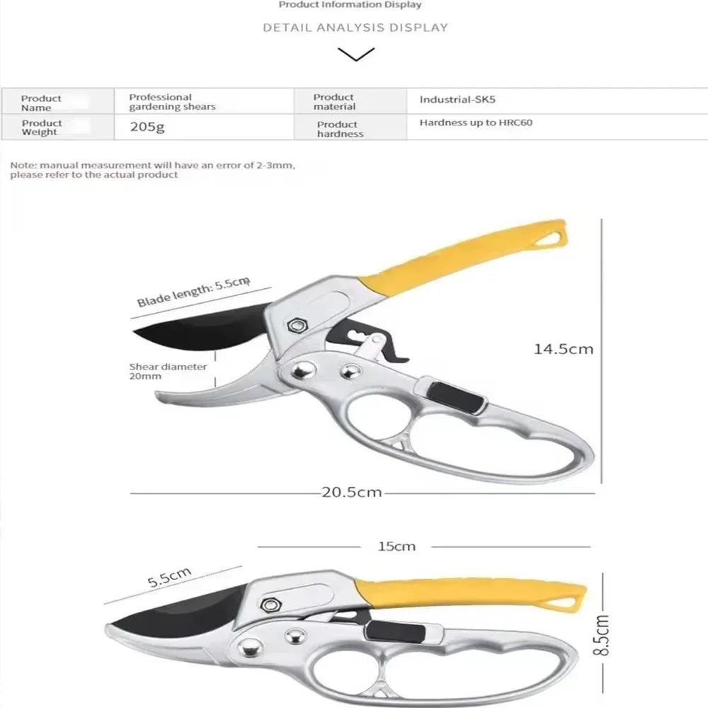Garden Shears with Titanium-Coated Blade and Ergonomic Steel Handle