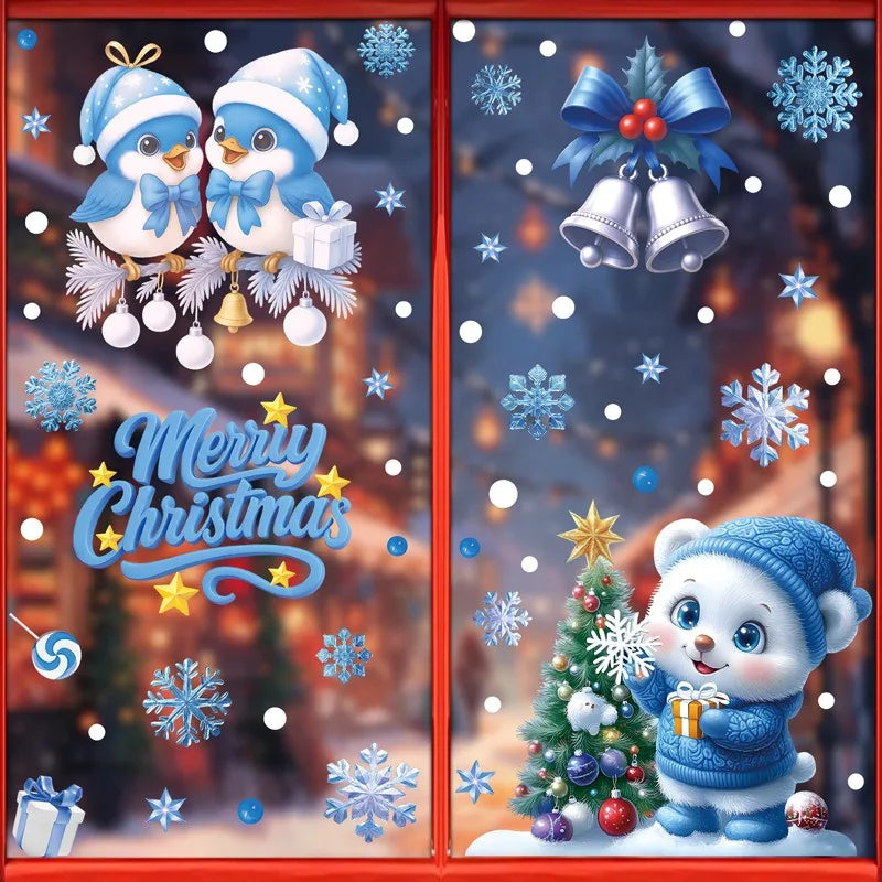Christmas Window Stickers – Snowman, Santa & Snowflakes – Removable & Reusable for Glass & Mirrors