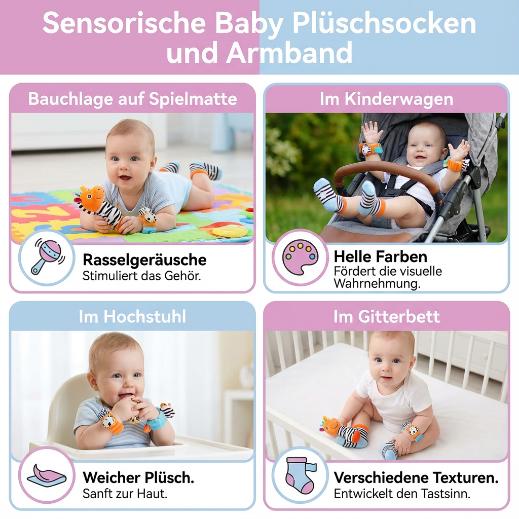 Sensory Plush Baby Socks and Bracelet