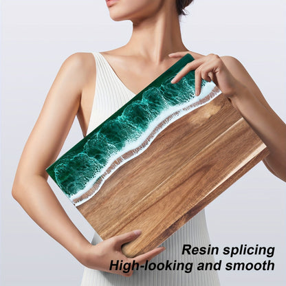 Wooden Cutting Board with Ocean Resin – Charcuterie and Cheese Platter