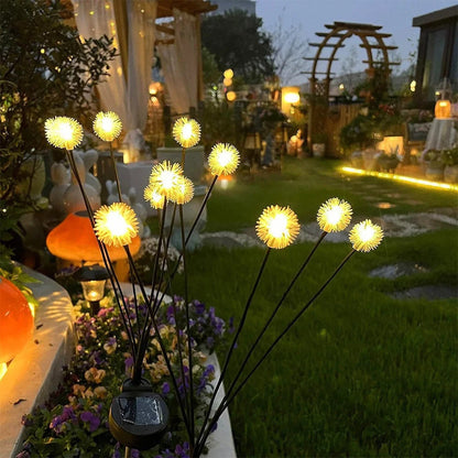 6-Flame LED Outdoor Lawn Lights - Solar Dandelion Design with Steady & Flash Modes for Garden Decoration