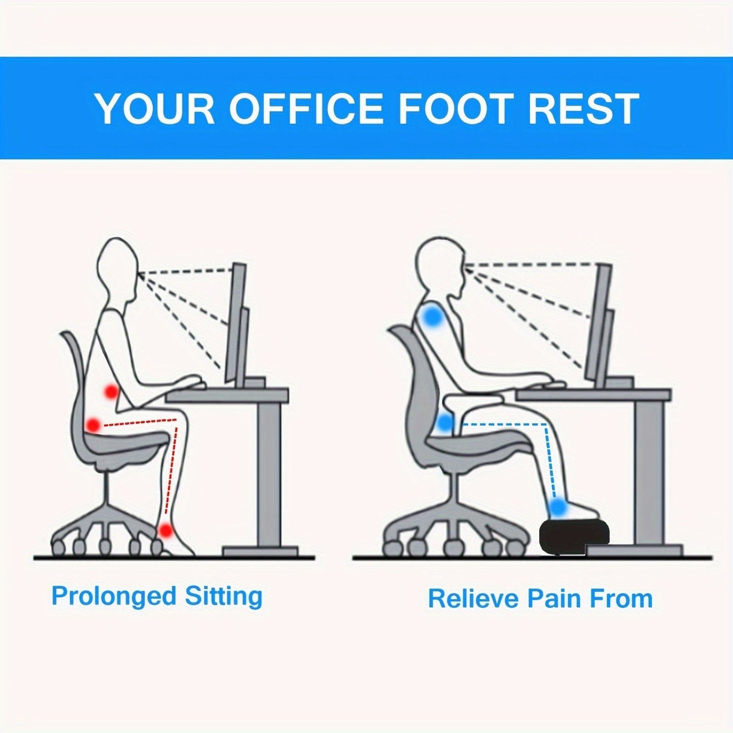 Adjustable Non-Slip Footrest with Memory Foam for Ergonomic Support