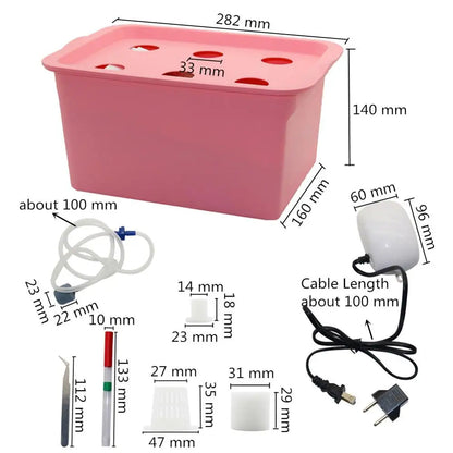 6-Piece Hydroponic Growing System Kit | DWC Grow Box | 220V Air Pump with EU Plug