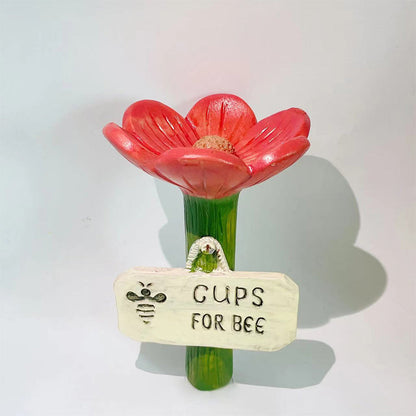 Garden Stake Water Dish in Flower Design