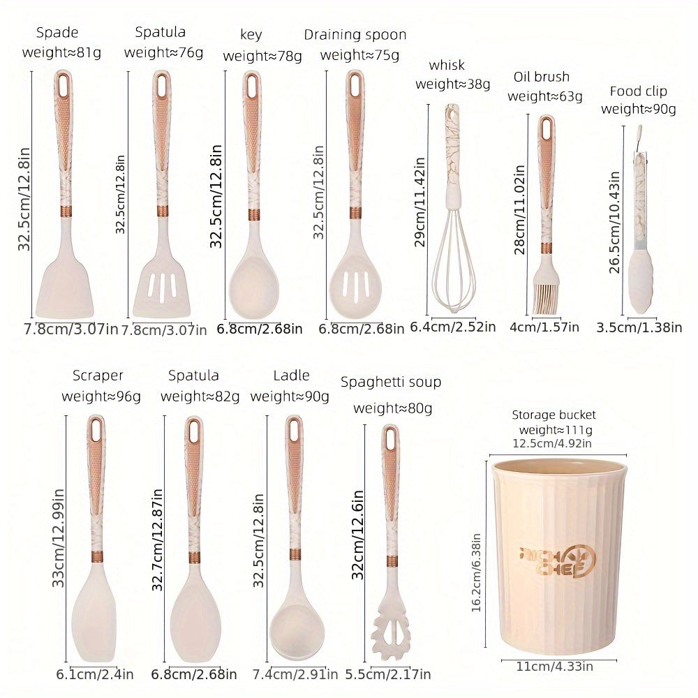 Cooking Tools Set with Wooden Handles – Silicone Kitchen Utensils