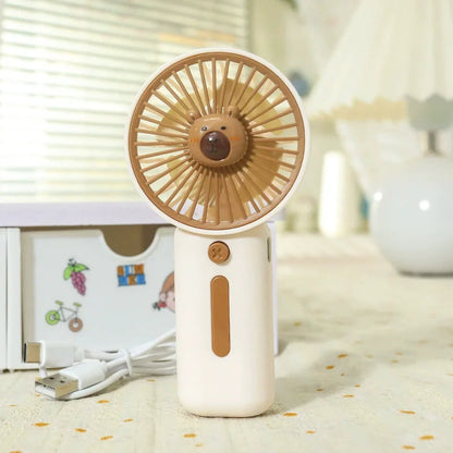 Portable USB Mini Fan | 3-Speed Airflow | Cartoon Capybara Design | Summer Breeze