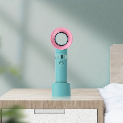 Portable Bladeless Handheld Fan - USB Rechargeable Mini Desk Fan with 3 Speed Settings for Travel, Camping, Office, and Home
