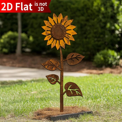 Garden Stake Sunflower | Metal | Rustic Design | 3D Flower for Outdoor Décor