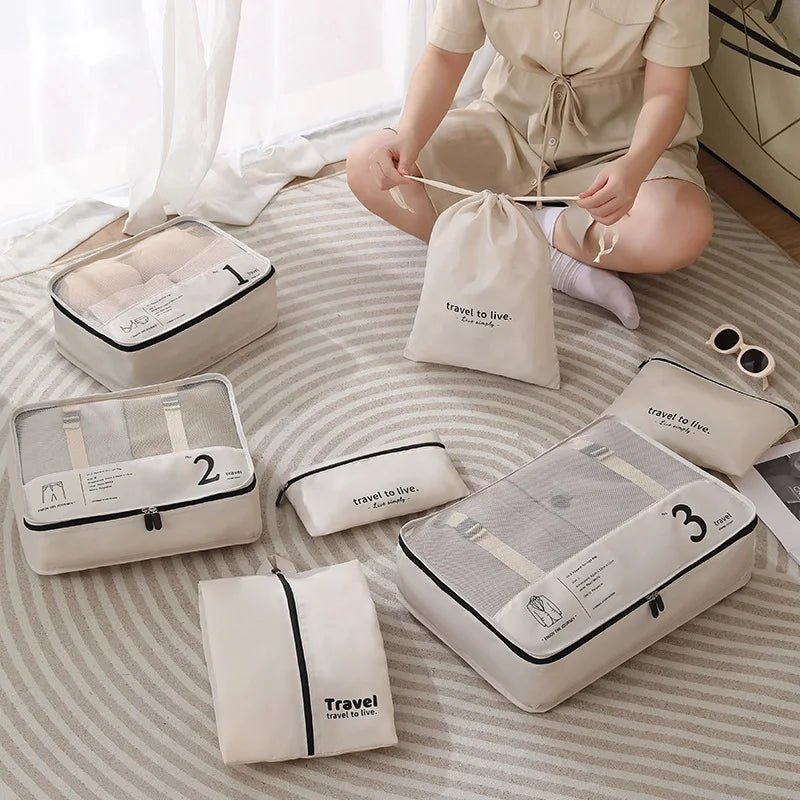 Luggage Organizer Set - 7-Piece Travel Packing Cubes - Waterproof Bags for Suitcases