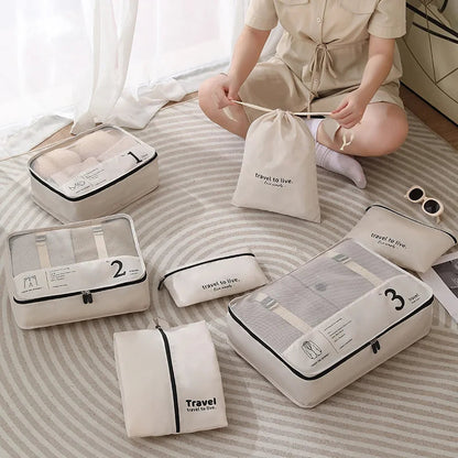 Luggage Organizer Set - 7-Piece Travel Packing Cubes - Waterproof Bags for Suitcases