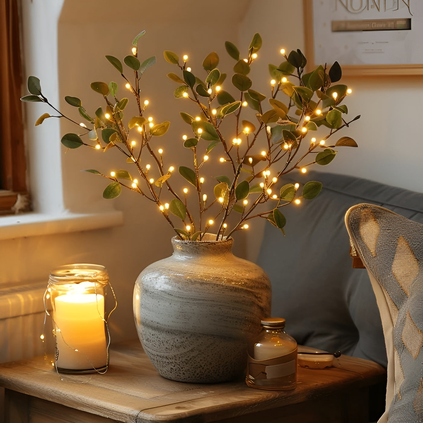 Natural Olive Branch LED Lamp for Ambient Lighting – EverLeaf Light